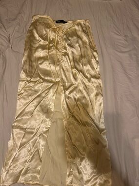 Zara Pale Champagne Satin Slip Skirt